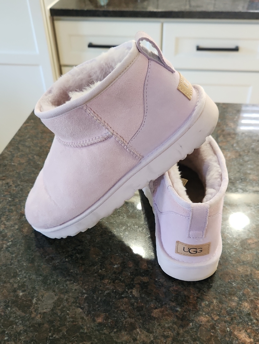 UGG Womens Plush Ankle Boot - Light Lavender Pink